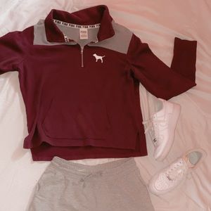 Pink maroon zip up pullover